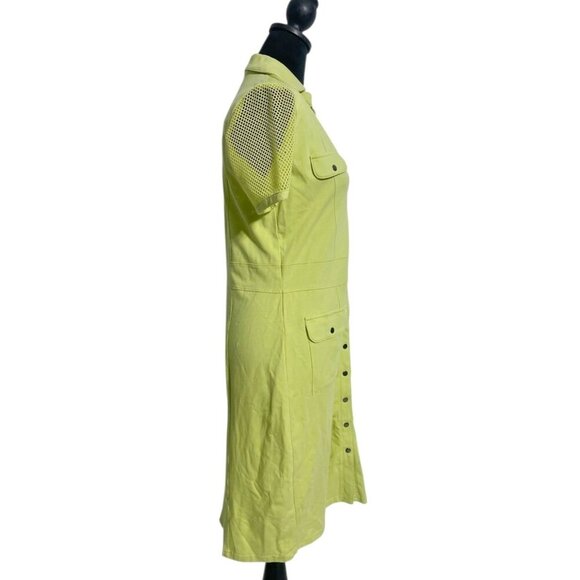 Dolcezza Size Shirt Small  Dress Green Yellow Short Sleeve Button Down Collared - Picture 3 of 6